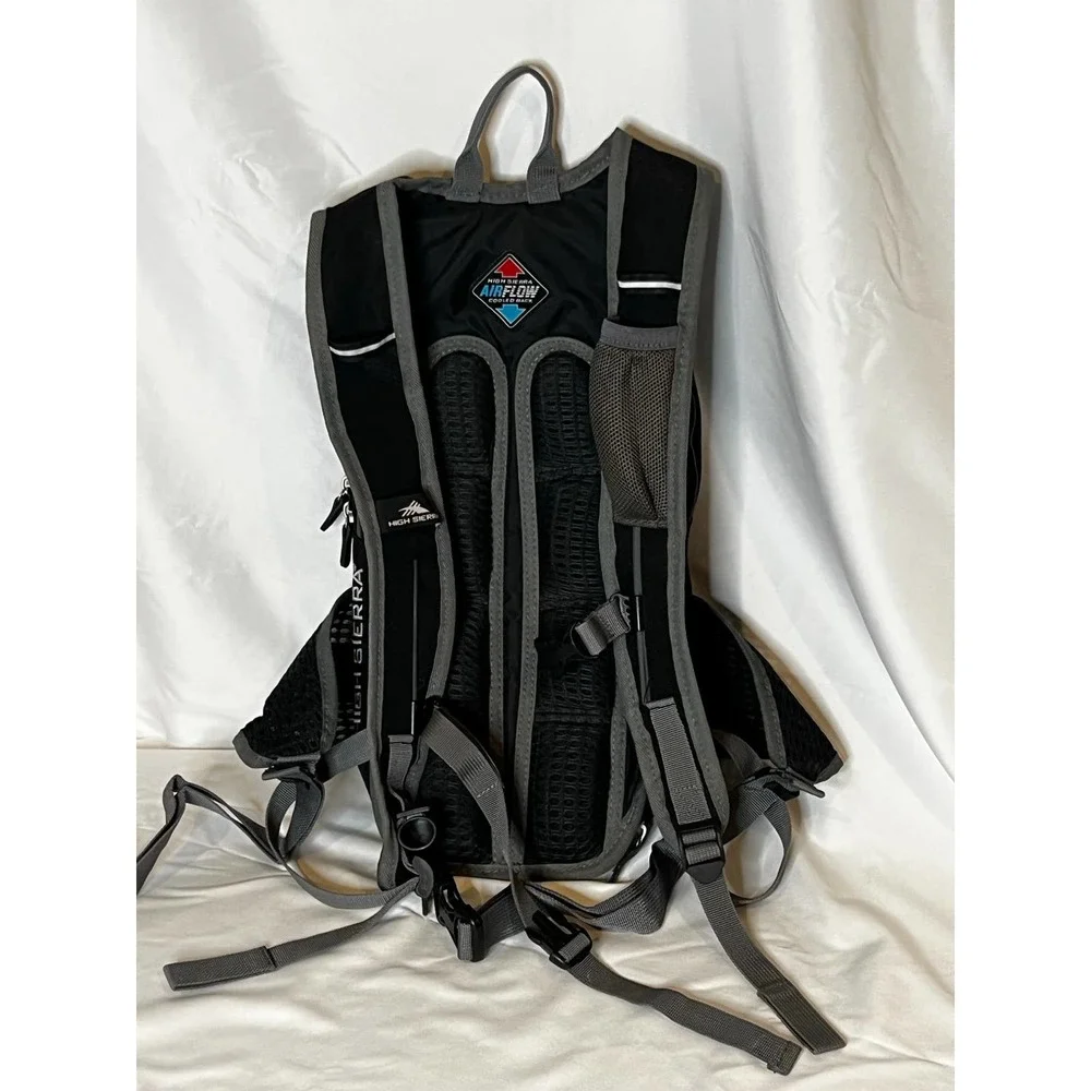 High Sierra Hydration Hiking Camping Black Backpack Airflow Cool Back - Picture 2 of 4